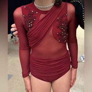 Custom Lyrical Burgundy Dance Leotard (10-12)
